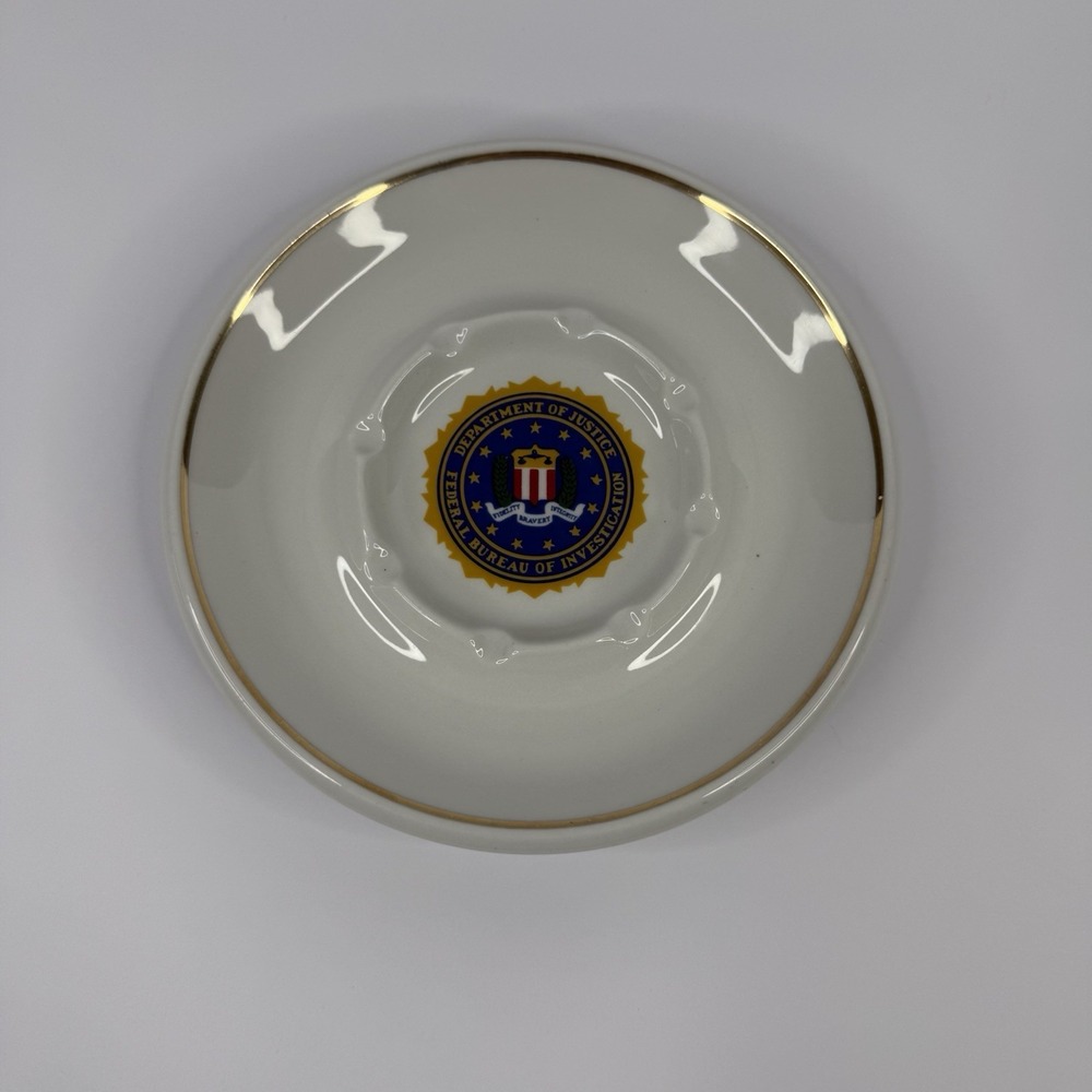 VTG FBI 7" Ceramic Ashtray Department Of Justice Federal Bureau Of Investigation
